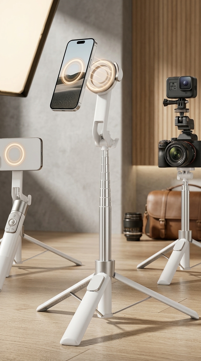 BrandLynx Magnetic Tripod in use — studio and outdoor versatility